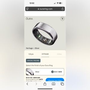 Oura ring generation 3 heritage silver. Size 6